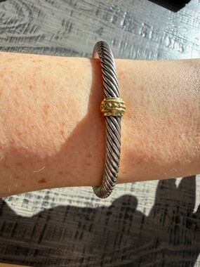 David yurman 5mm single station 14k gold and silver cuff bracelet